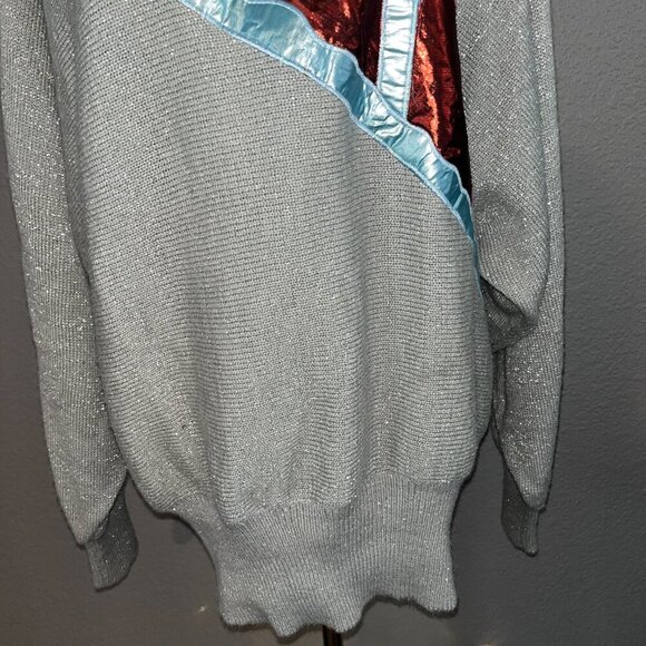 Vintage 80'S METALLIC AWARD DESIGN WESTERN APPAREL SILVER & LAME CACTUS DESIGN L - Picture 3 of 12